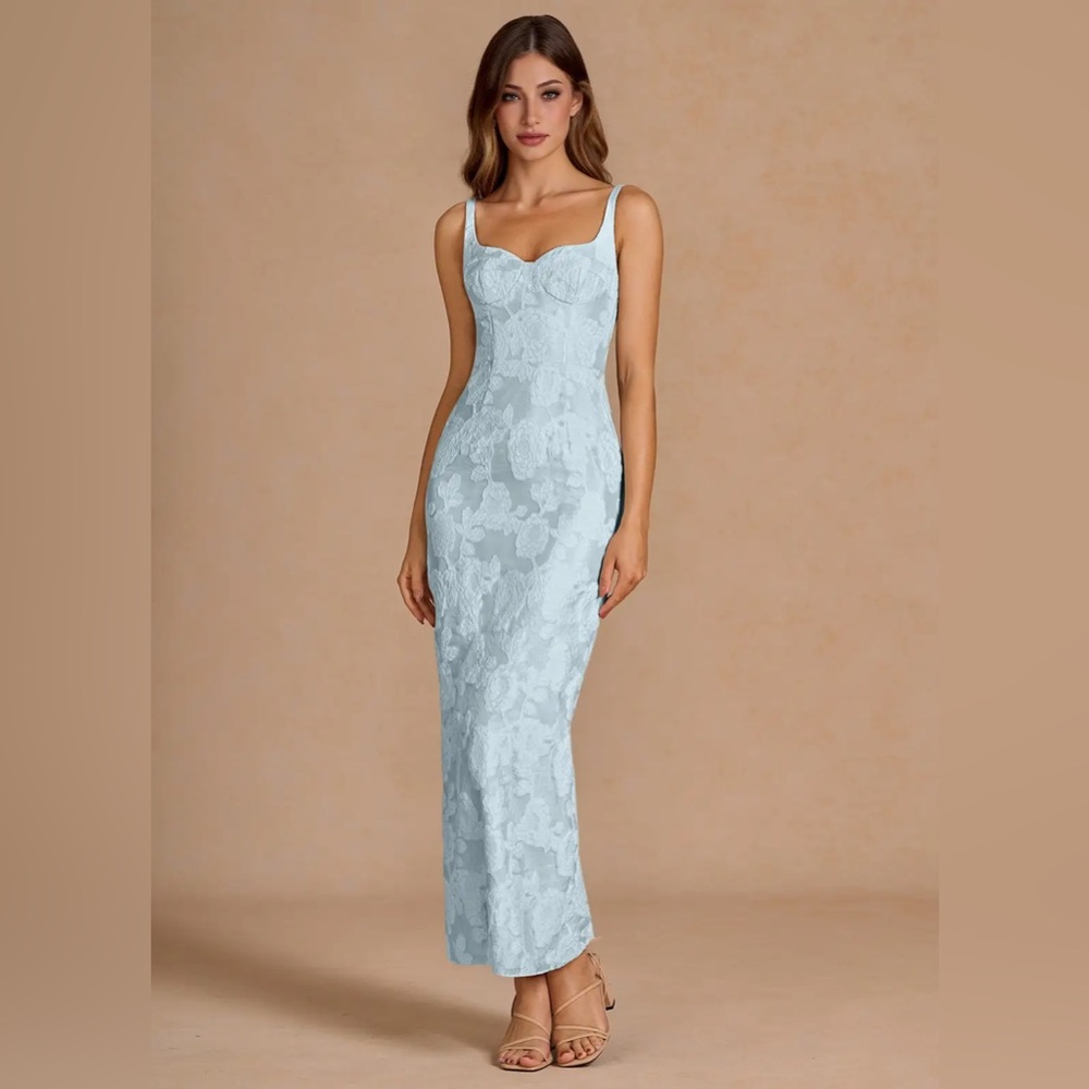 Azazie Atelier | Odette Pale Blue Ankle-Length Dress